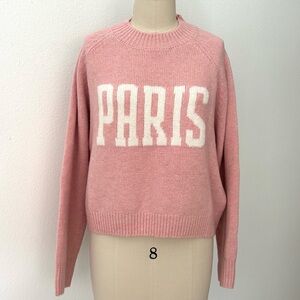 Miou Muse Paris Sweater NWT Blush Pink Graphic French Cozy Relaxed Fit M